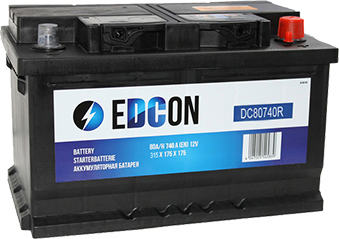 Аккумуляторная батарея Edcon 80Ah 740A + справа 315х175х175 B13