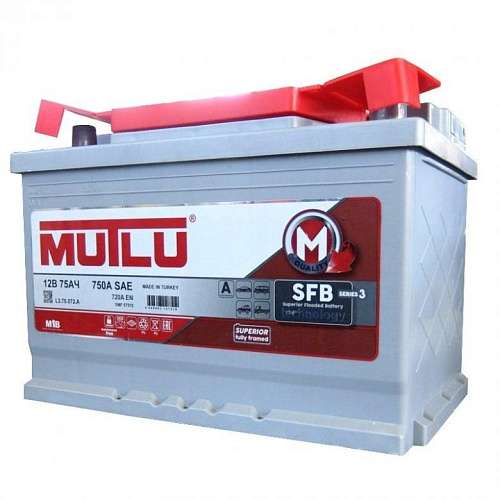 Аккумулятор MUTLU SFB 75 А/ч ОБР SMF57572 278x175x175 EN720 низкий