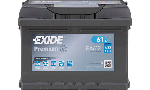Аккумуляторная батарея EXIDE EA612 PREMIUM о.п 61Ah 600A 242/175/175\ CARBON BOOST