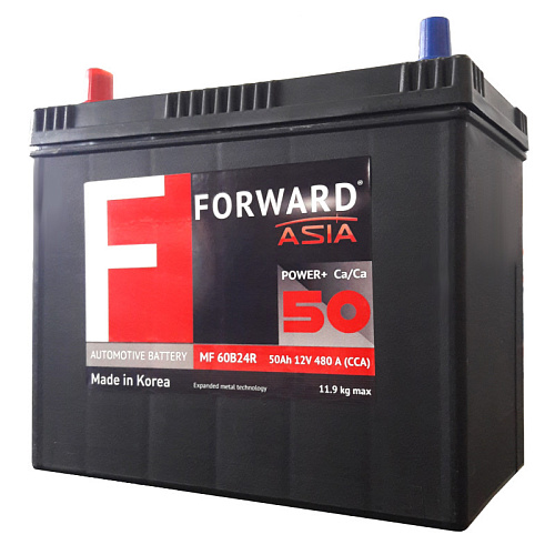 Аккумулятор FORWARD Asia MF  (55B24R) 50 (п.п.)  [д238ш129в225/480CCA] [B24]