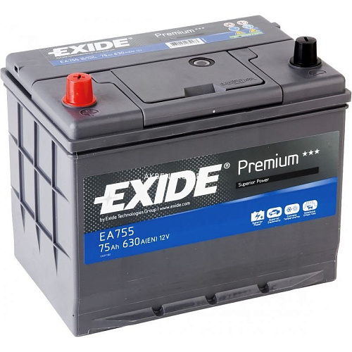 Аккумуляторная батарея EXIDE EA755 PREMIUM п.п 75Ah 630A 272/170/225\