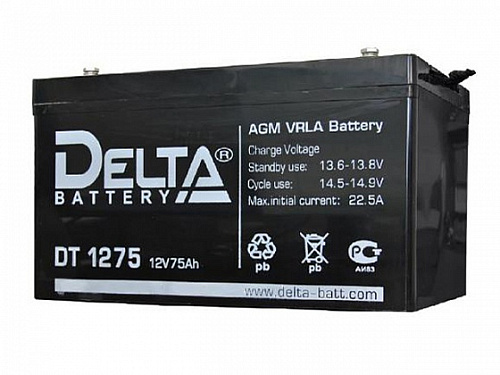 Аккумулятор DELTA DT-1275 (12V75A)  [д258ш166в215]                                             