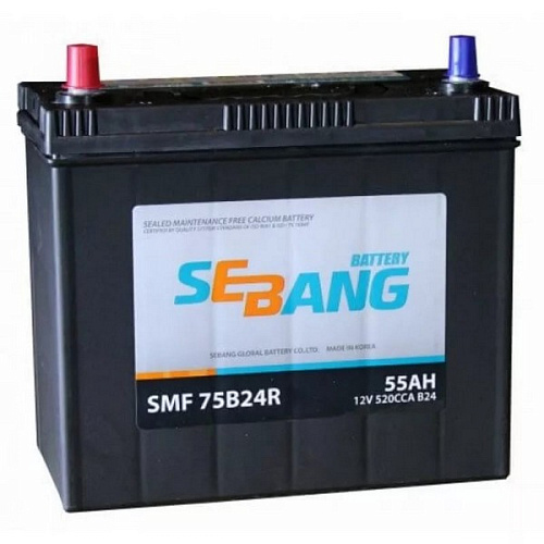 Аккумуляторная батарея  SEBANG SMF 55 А/ч прямая L+ EN 520A 238x129x225 SMF 75B24R