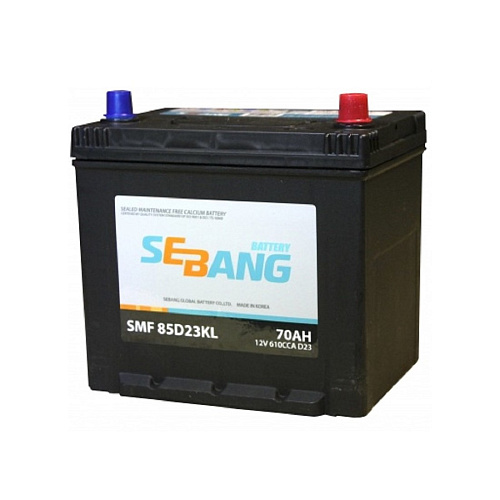Аккумулятор SEBANG JIS 70 А/ч обратная R+ EN 610A 232x175x225 SMF 85D23KL SMF 85D23KL