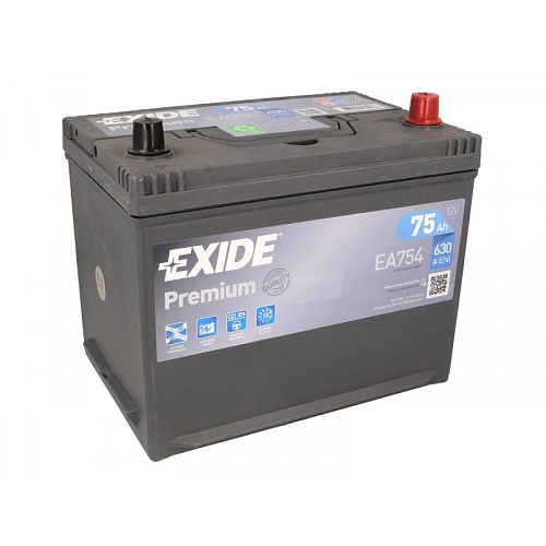 Аккумуляторная батарея EXIDE EA754 PREMIUM о.п  75Ah 630A 272/170/225\