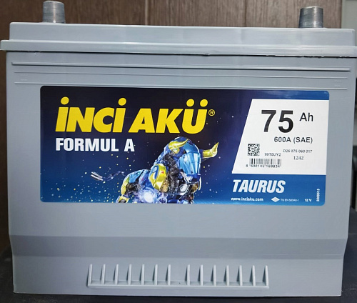 Аккумулятор Inci Aku ASIA FormulА 6СТ -  75 (о.п.) (90D26L) ниж.креп. [д264ш175в220/600EN] [D26]