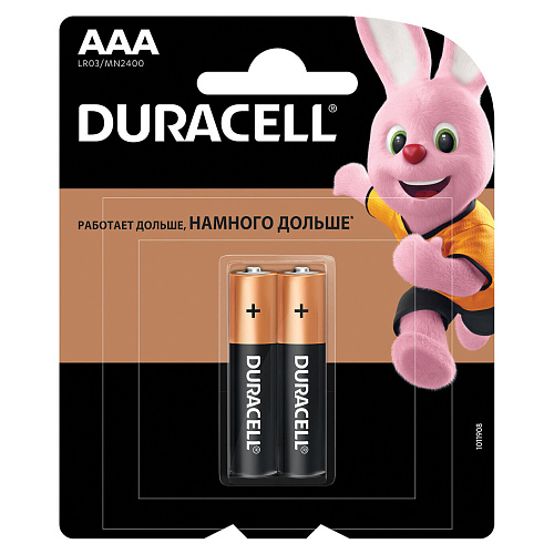 Батарейка алкалиновая тип ААА 1,5В 2шт Duracel LR03 MN2400 BL-2 New