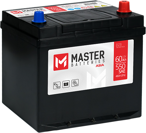 Аккумулятор Master Batteries ASIA 6СТ- 60 (о.п.) (65D23L) ниж.креп. [д230ш179в225/480EN] [D23]