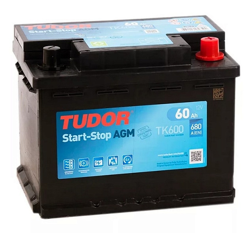 Аккумулятор Tudor AGM 60 а/ч Обратная R+  EN 680A 242x175x190