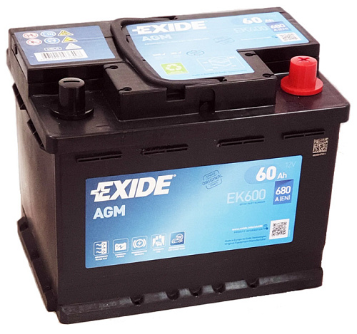 /Аккумулятор EXIDE AGM EK600 6СТ-60 ОБР. (START-STOP)