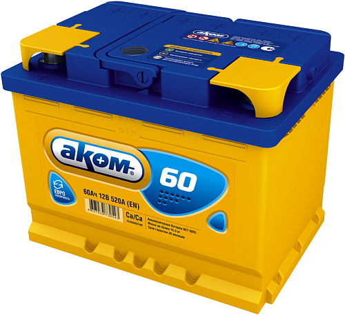 Аккумулятор АКОМ 60 А/ч обратная R+ EN 540A 242x175x190 6CT-60.0 LA
