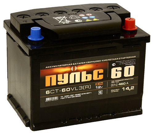Аккумулятор ПУЛЬС ПС 6СТ - 60 З-L (п.п) [д242ш175в190/460]   [L2]