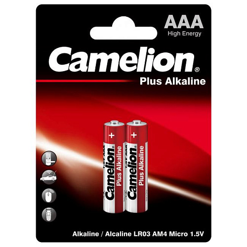 батарейка алкалиновая тип ААА 1.5в 2шт Camelion Plus Alkaline LR03-BP2