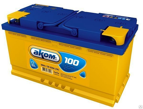 Аккумулятор АКОМ 100 А/ч обратная R+ EN 850A 353x175x190 6CT-100.0 LA