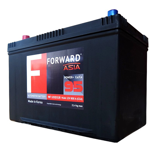 Аккумулятор FORWARD Asia MF  (95D31R) 95 (п.п.) ниж.креп. [д305ш173в225/800CCA] [D31]