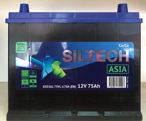 Аккумулятор SILTECH Asia 6СТ- 75 VL (о.п.) ниж.креп. [д260ш173в225/670CCA] [D26]